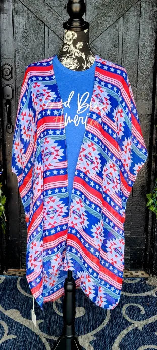 Red White and Blue Aztec Kimono