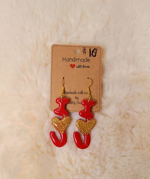Red I Love You Earrings