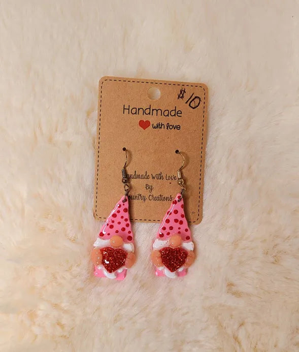 Red Gnome Valentine Earrings