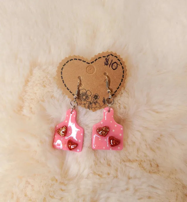 Pink Cutting Boards with valentine Hearts Earrings