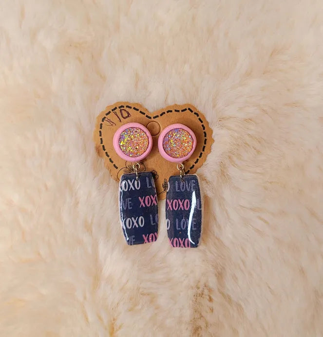 Pink XOXO Love Earrings