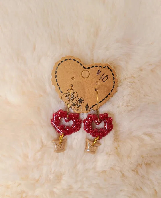 Red Heart Hot Air Balloon Earrings