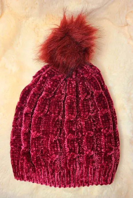 Burgundy Chenille Beanie