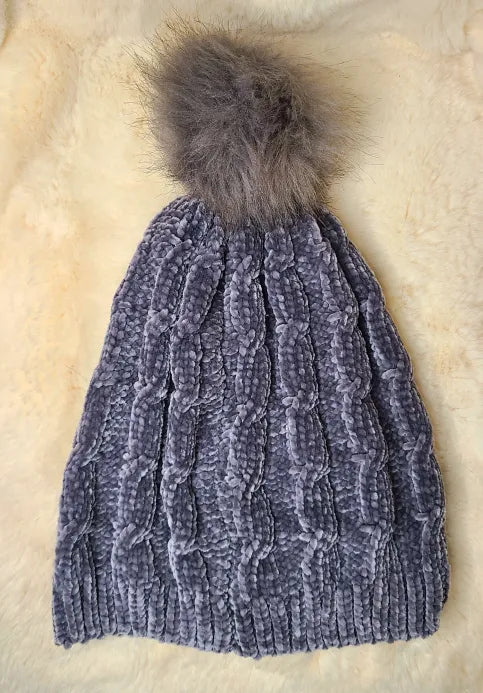 Grey Chenille Beanie