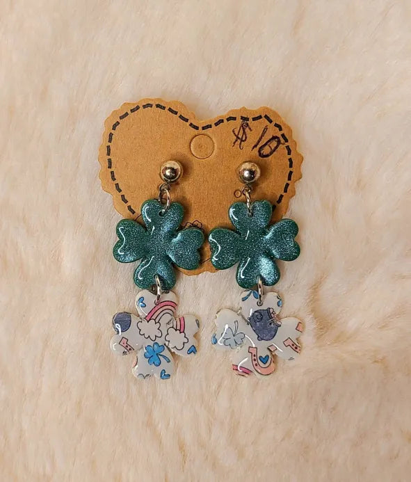 Handmade Silver Clover Earrings