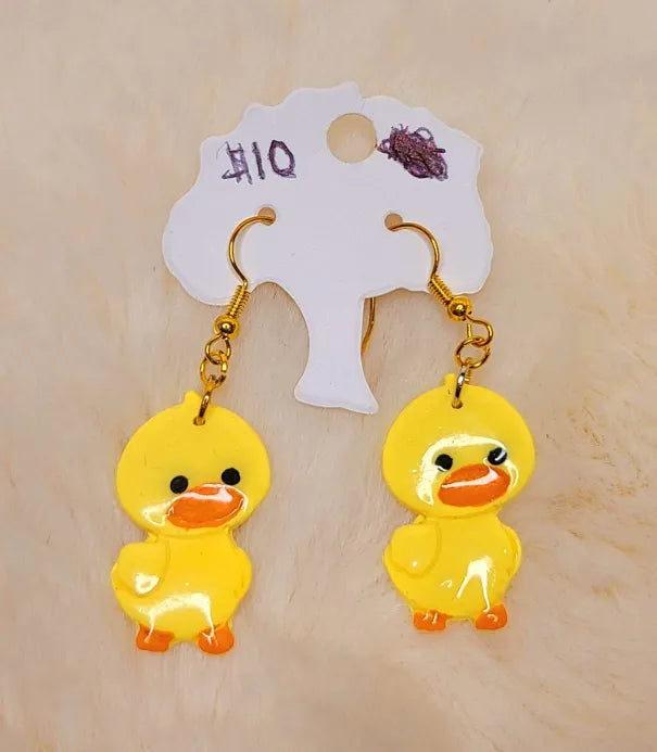 Handmade Yellow Ducks on Gold Hooks