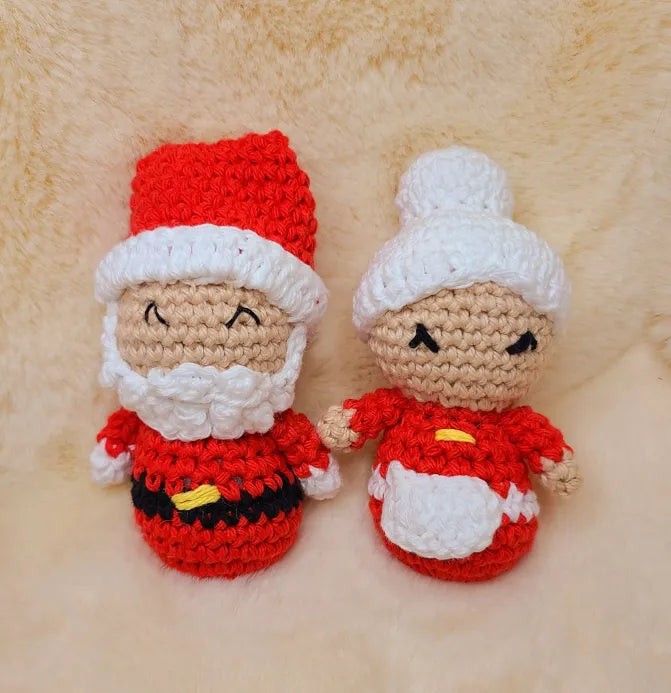 Handmade Crochet Santa and Mrs. Claus Set
