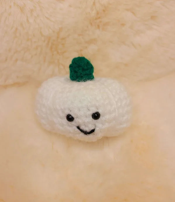 Handmade Crochet Small White Pumpkin