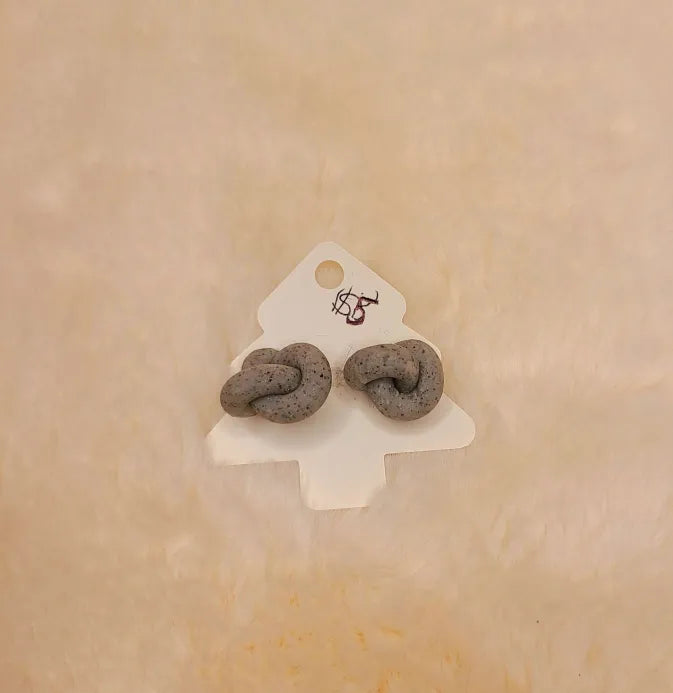 Handmade Grey Knot Earrings