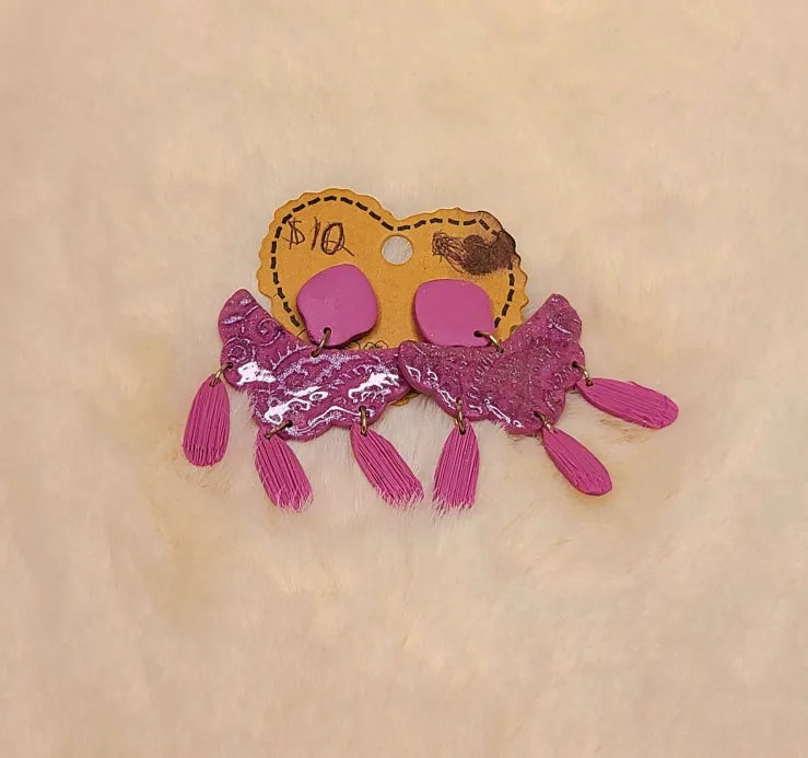 Handmade Shiny Purple Dangle Earrings