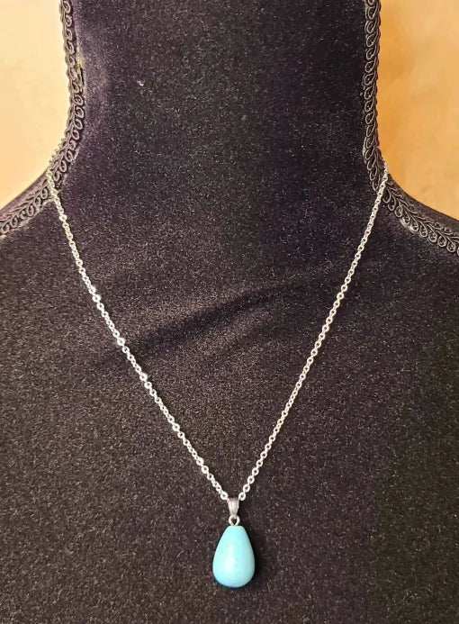 Turquoise Pendant Silver Necklace