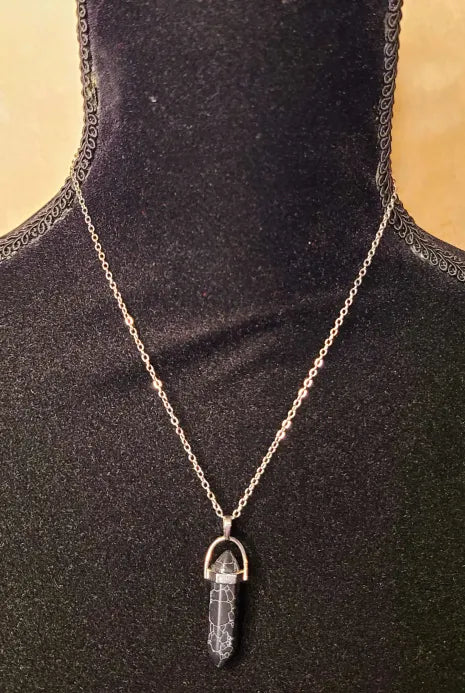 Black Stone Silver Necklace