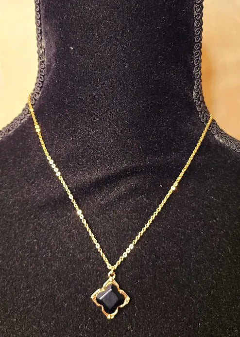 Black Stone Gold Necklace