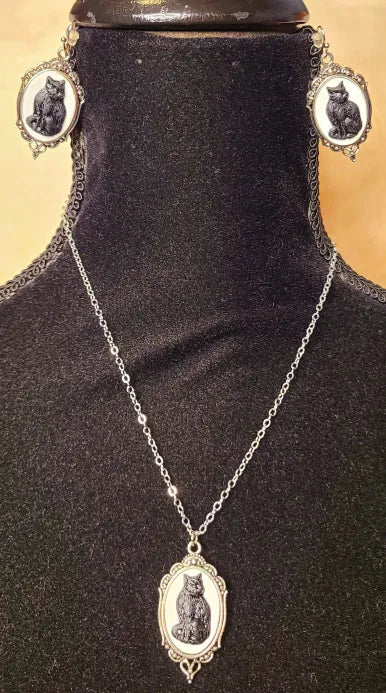 Black Cat Silver Necklace
