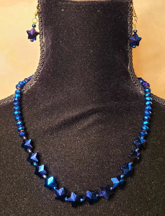 Blue Stars Necklace and Earrings Set