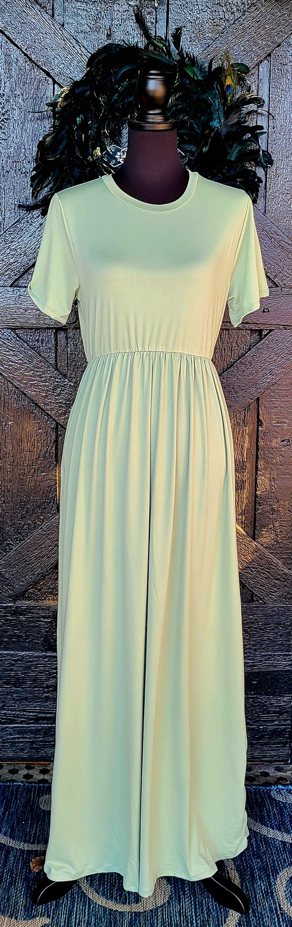 Sage Green Maxi Dress with Pockets