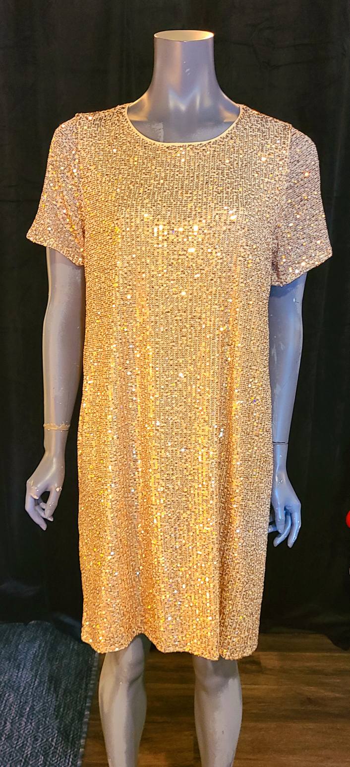 Gold Shimmer Knee Length Dress
