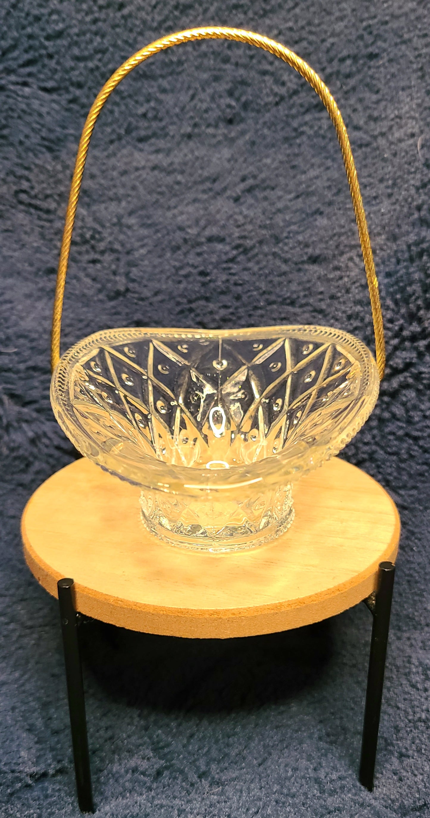 Vintage Avon Fostoria Clear Glass Basket with Handle