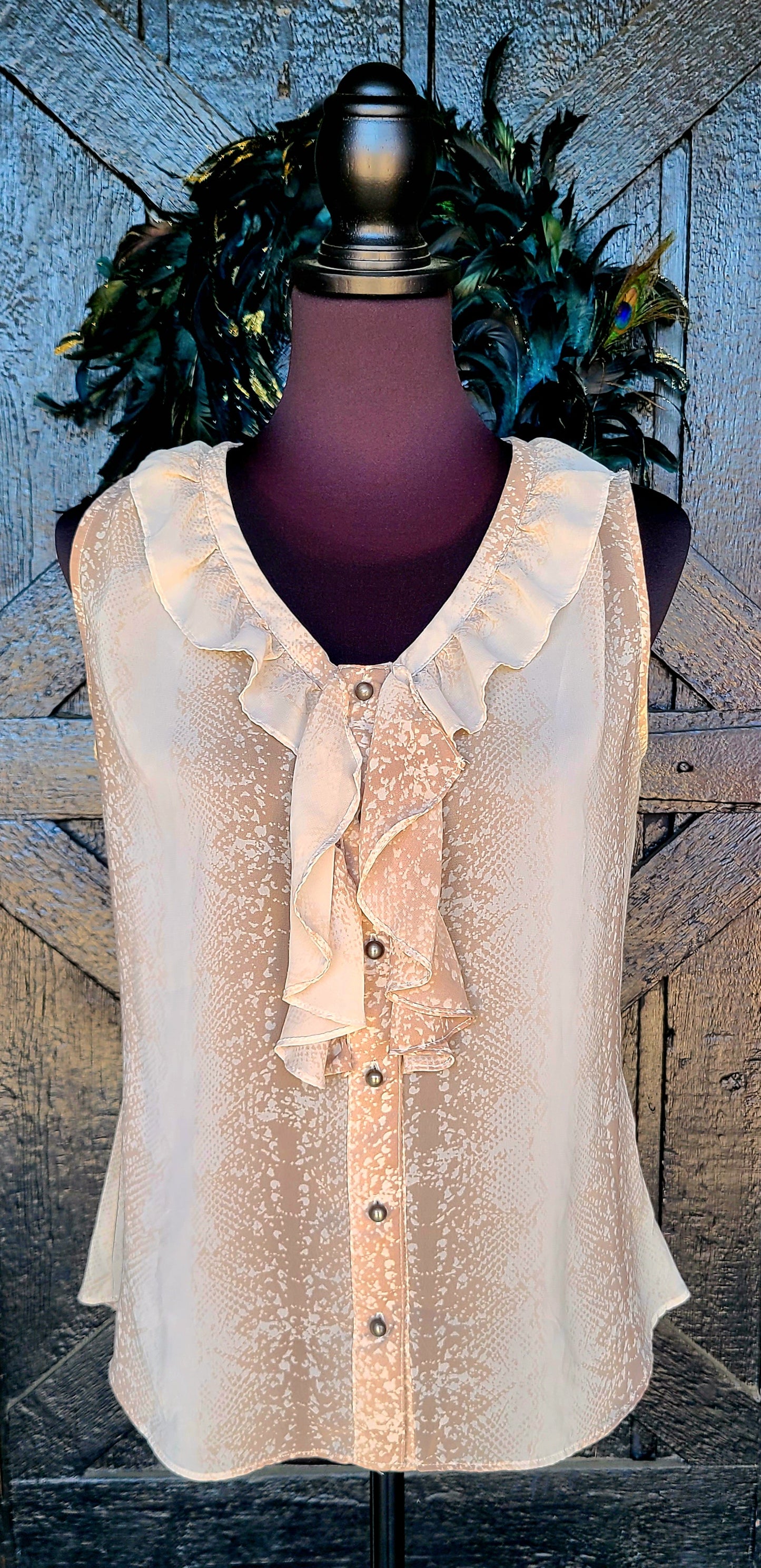 Banana Republic Tan Ruffle Front Top