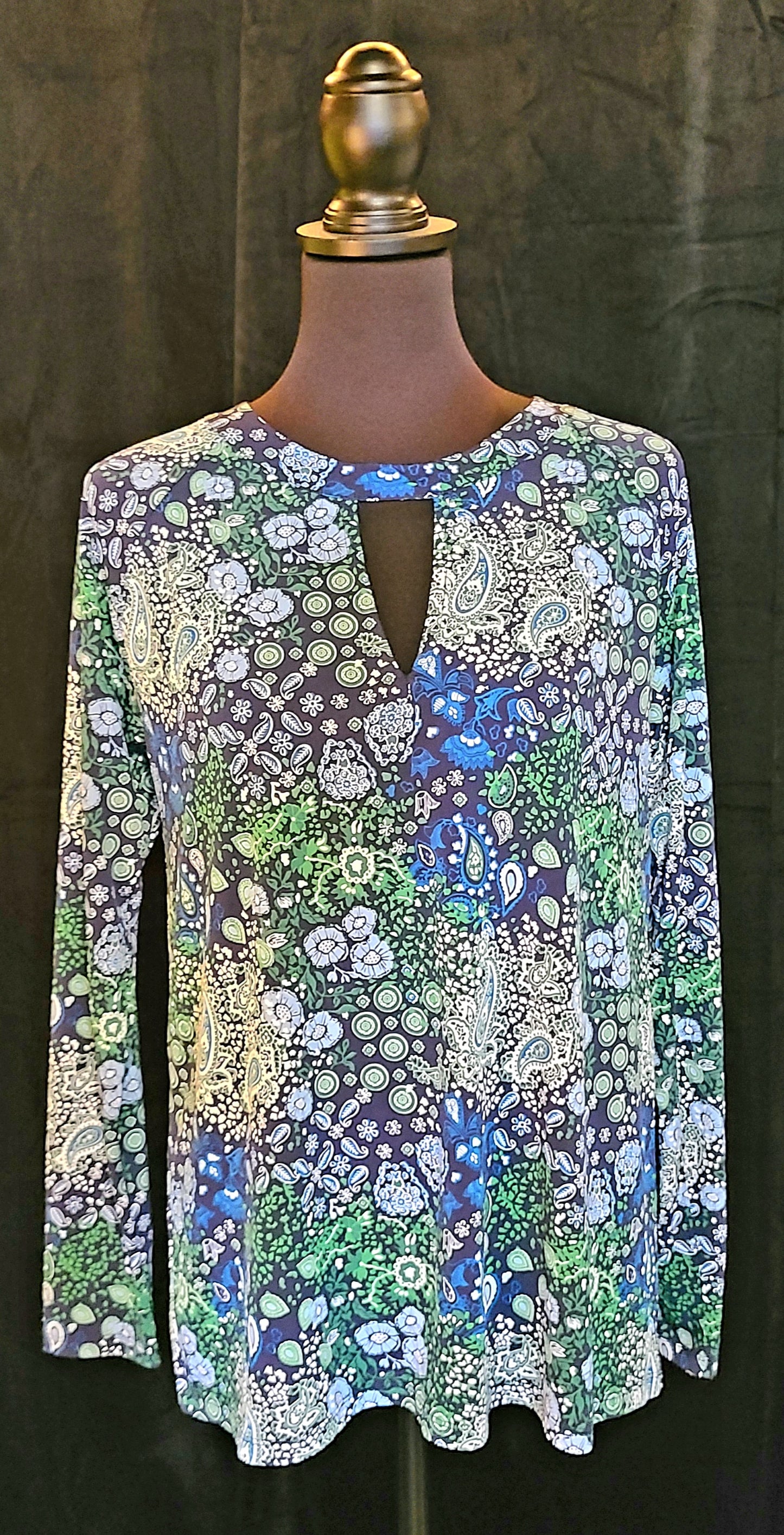 Michael Kors Blue Floral Top Size Medium