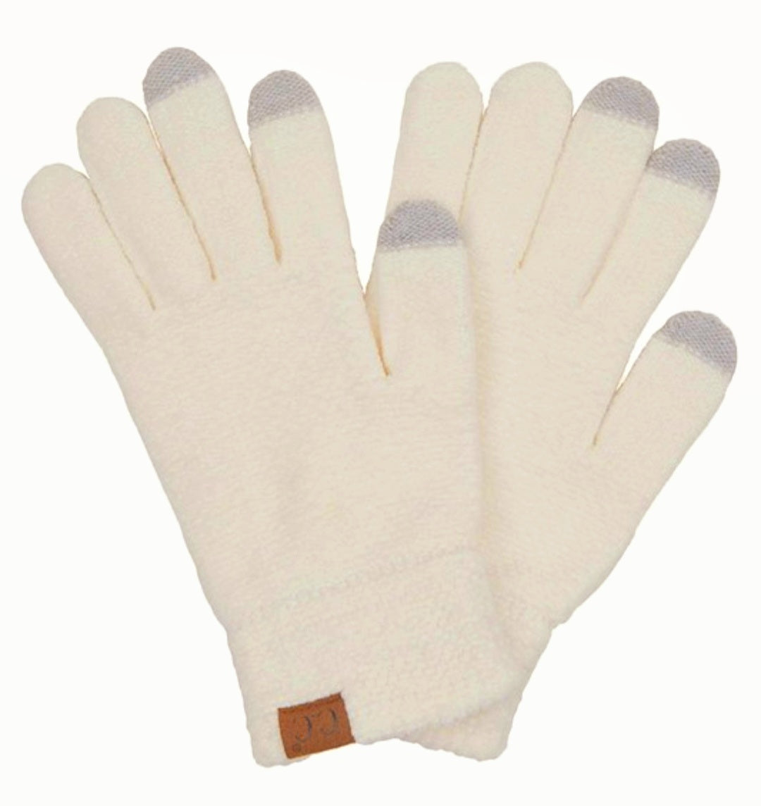 C.C. Ivory Chenille Smart Touch Gloves