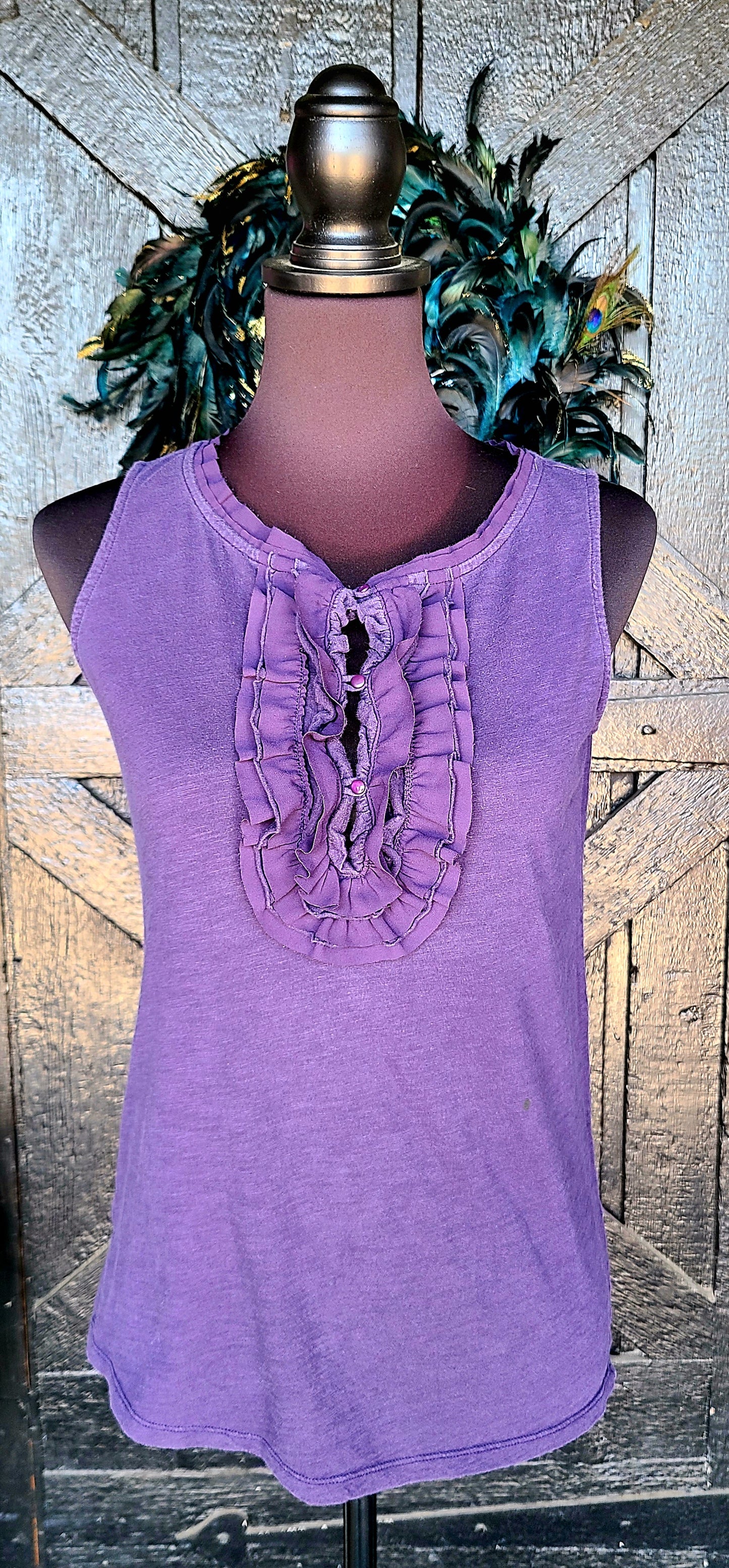 Loft Navy Ruffle Tank Top