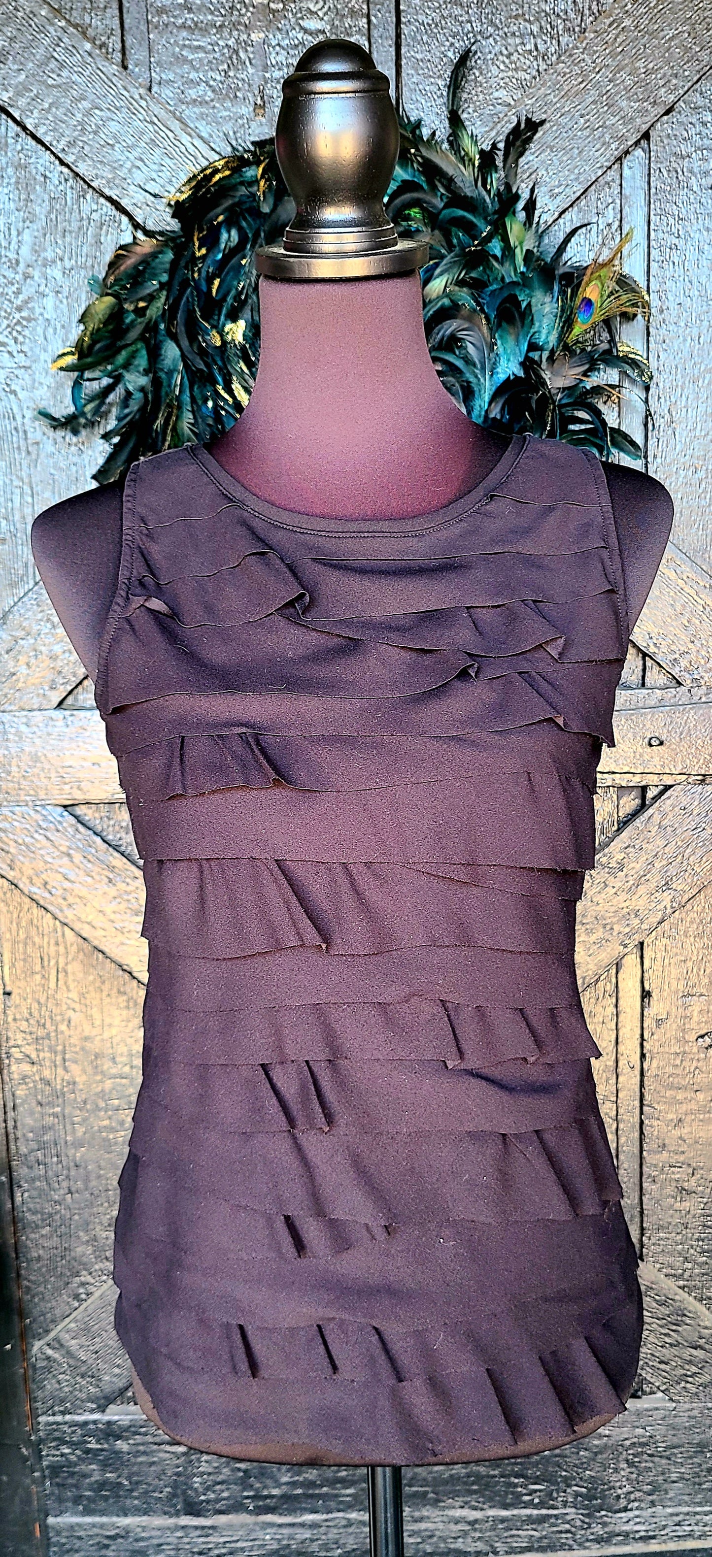 Loft Black Ruffle Front Sleeveless Top