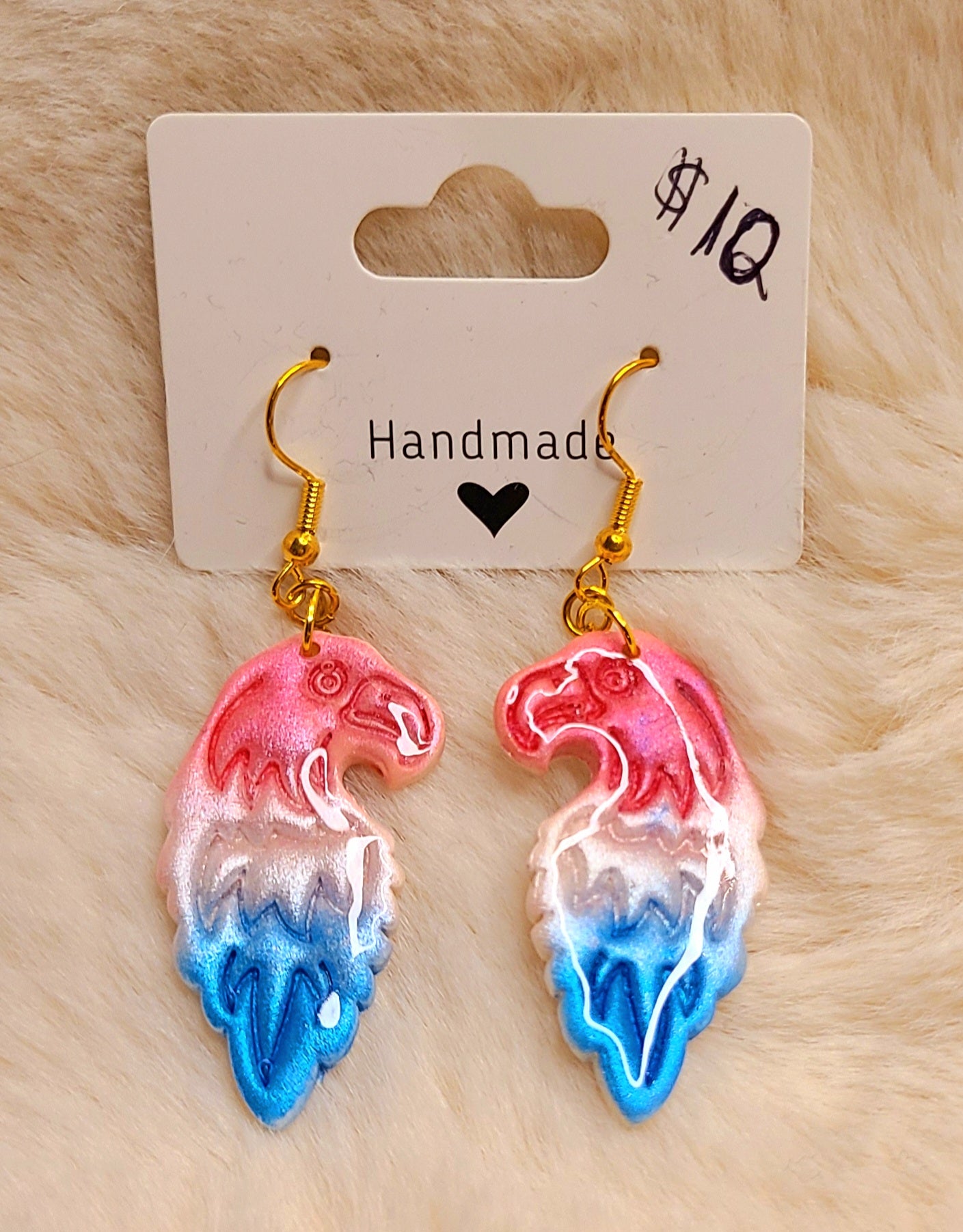 Handmade Red White and Blue Eagle Earrings
