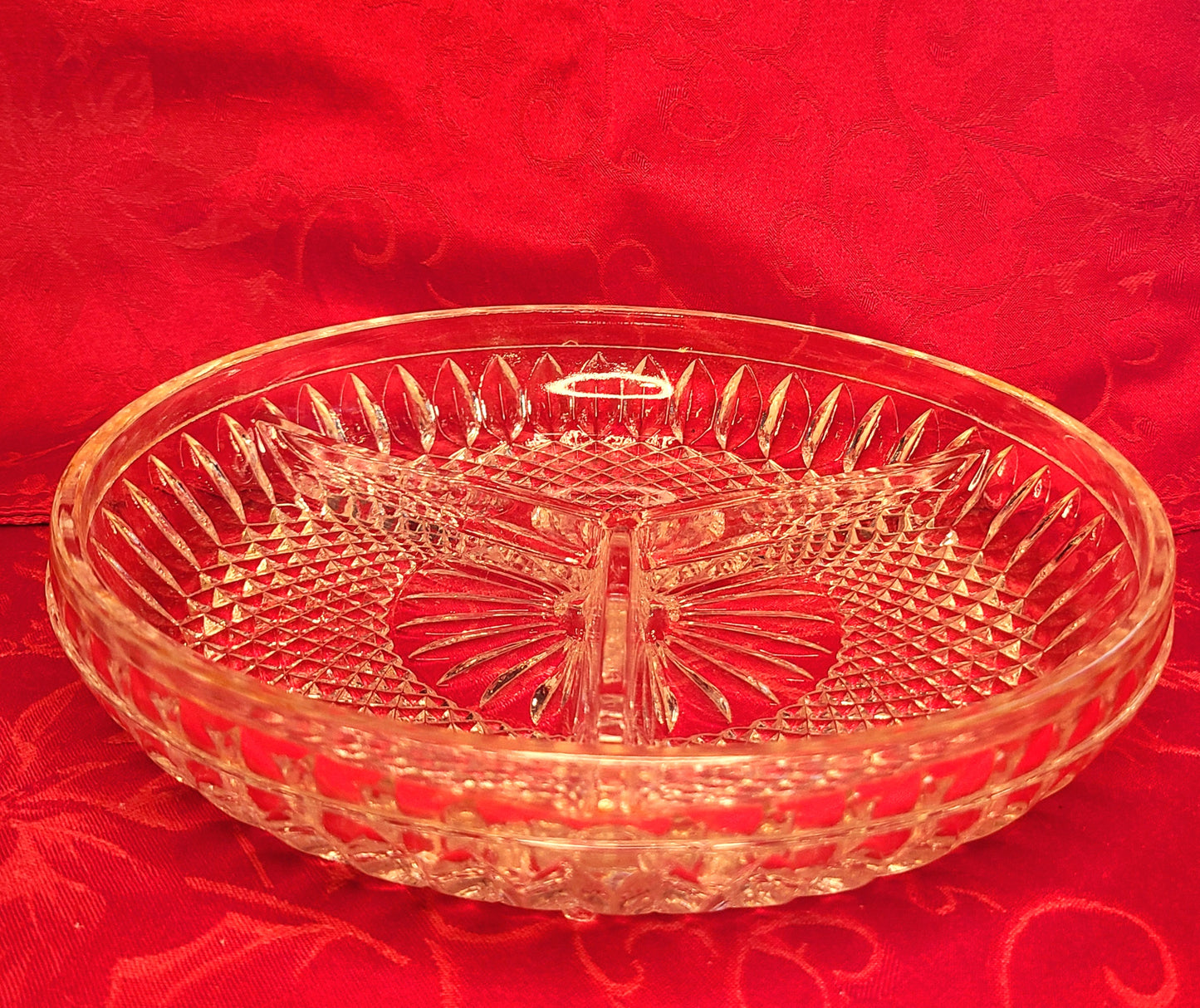 Vintage Lead Crystal 3 Section Serving Dish
