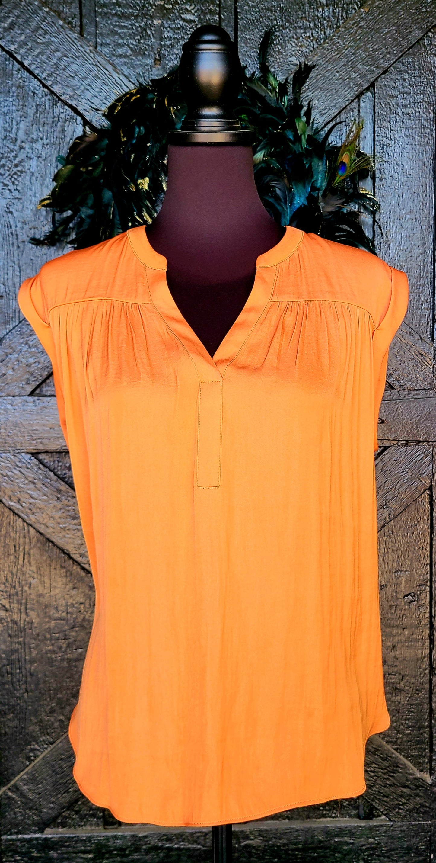 Rust Orange V Neck Top