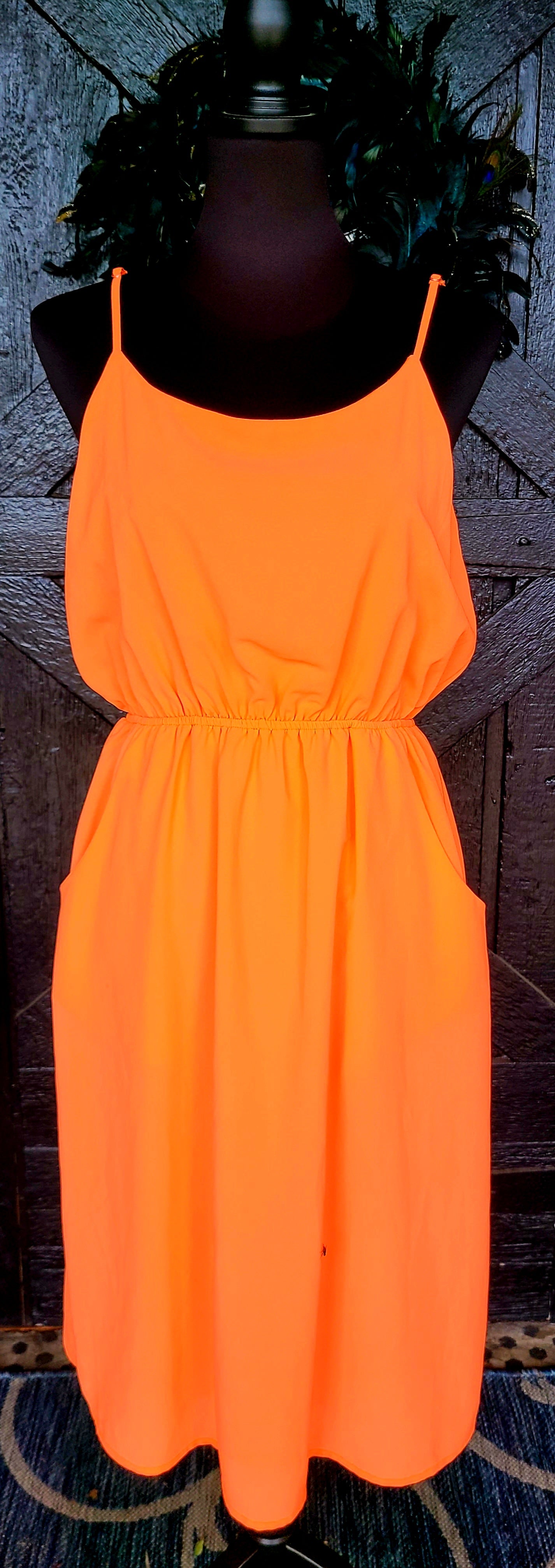 Everly Orange Dress with Pockets Size Large