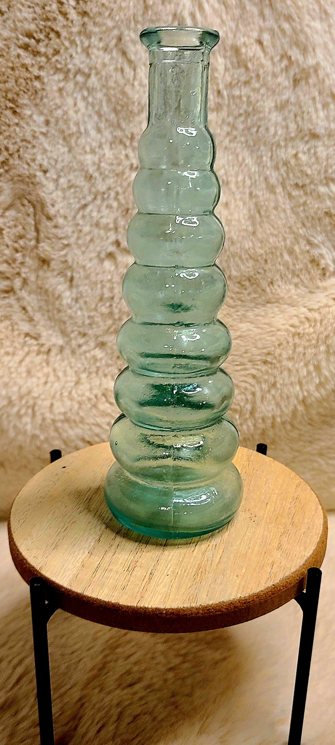 Aqua Glass Fluted Bottle/Vase