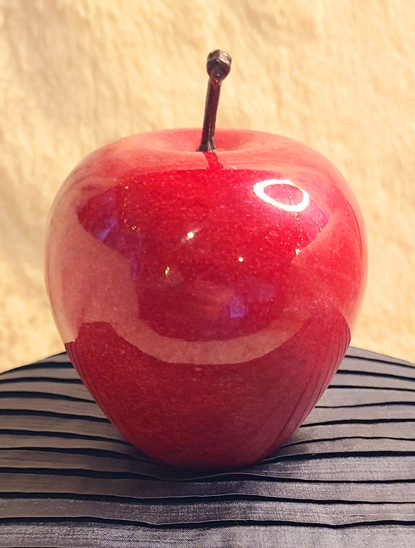Vintage Red Marble Apple with Stem Paperweight-Large