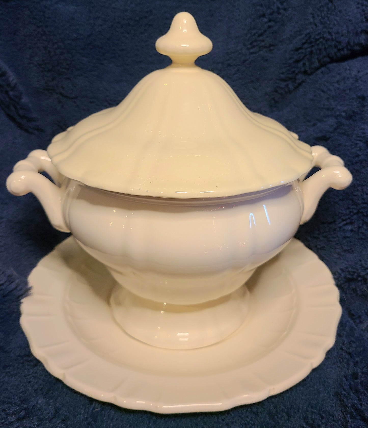 Antique Western Germany Made and Signed Ironstone Soup Tureen and Platter
