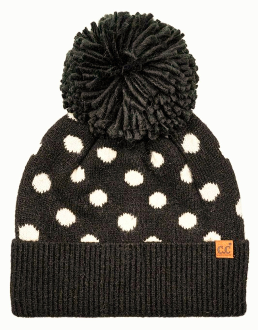C.C. Black and White Polka Dot Beanie