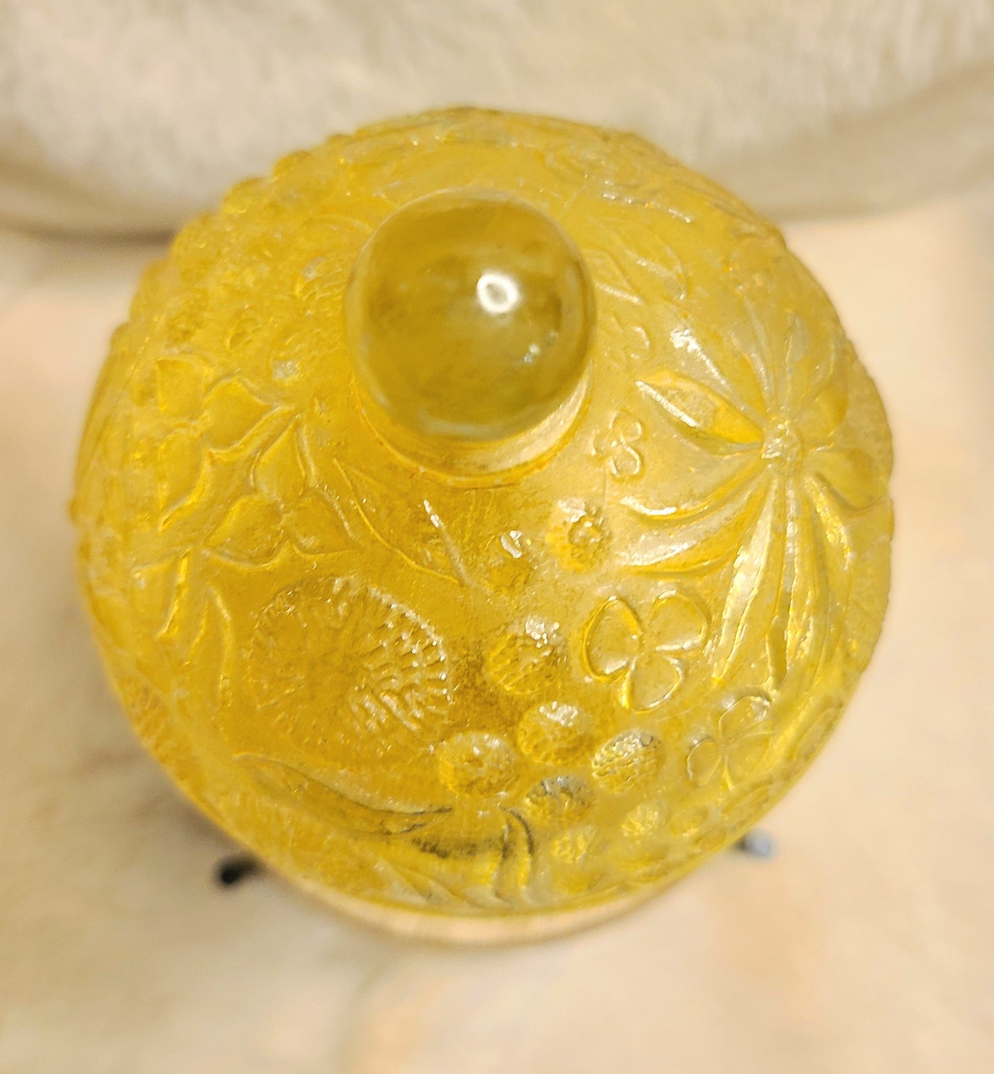 Vintage Avon Yellow Glass Candy Dish with Lid