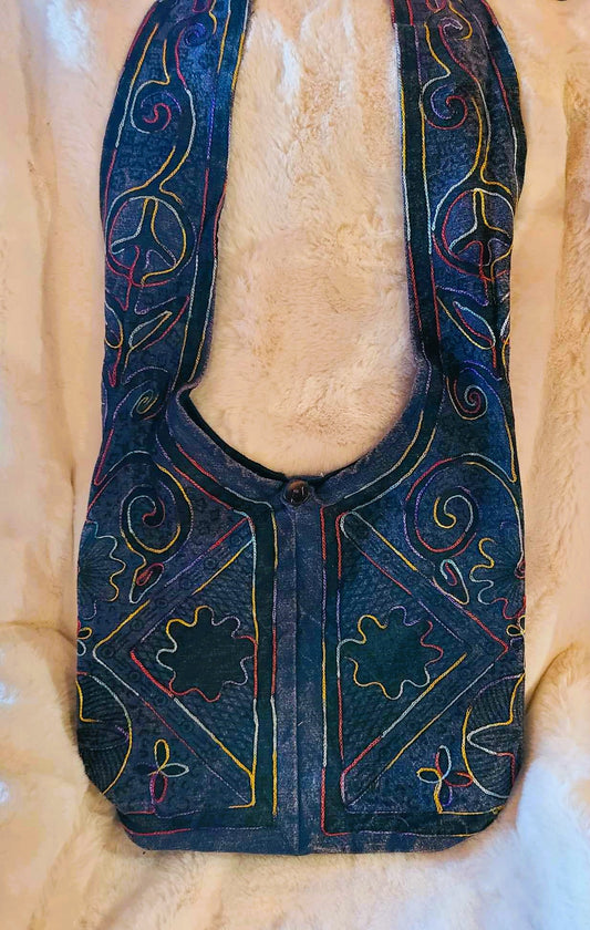 Denim Blue Canvas Hobo Bag