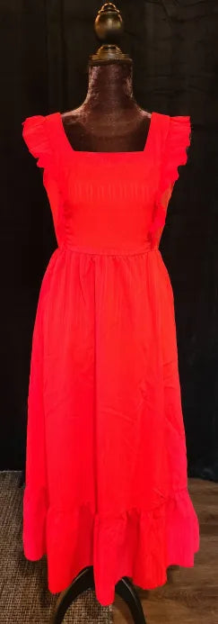 Red Ruffle Tie Back Dress