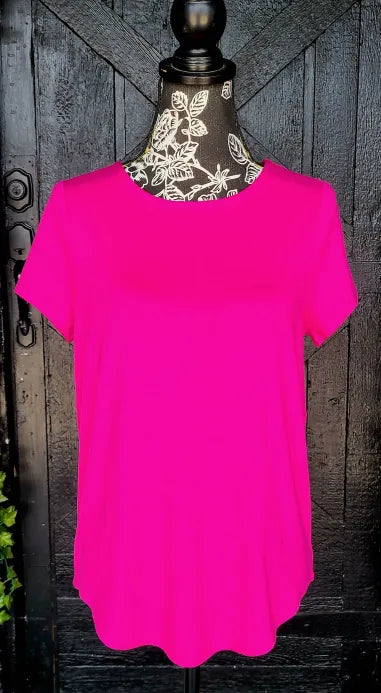 Hot Pink Crew Neck Top