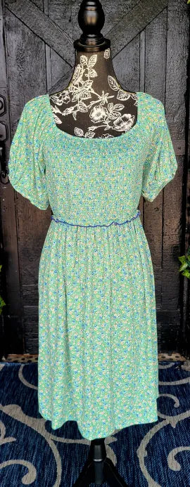 Green Floral Baby Doll Dress