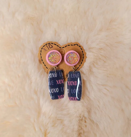 Pink XOXO Love Earrings