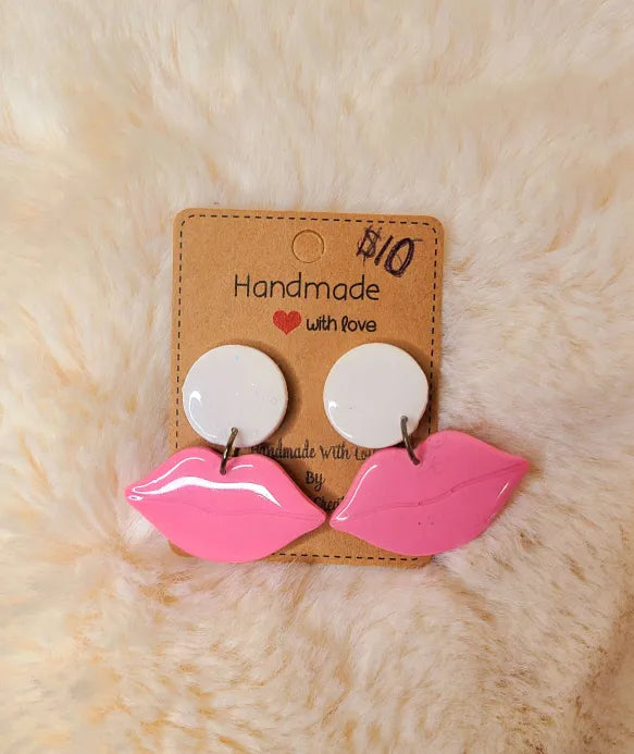 Pink Lips Earrings