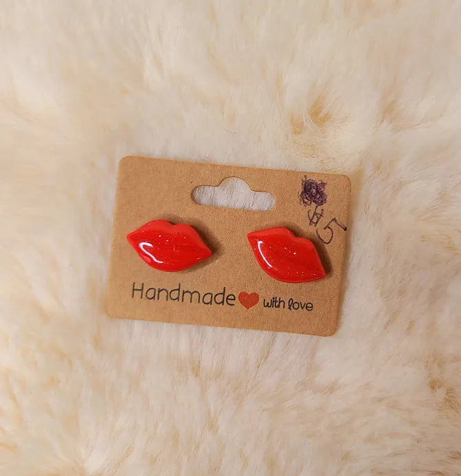 Red Lips Stud Earrings