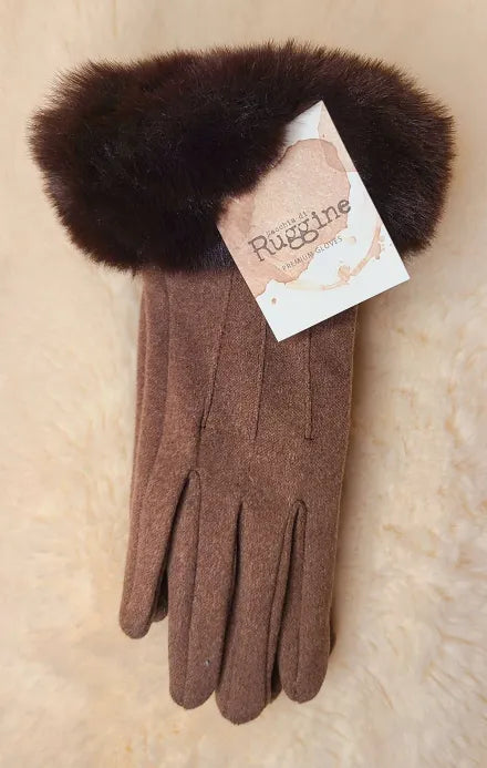 Brown Fur Gloves