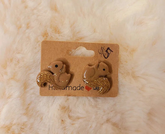 Handmade Brown Squirrel Earrings