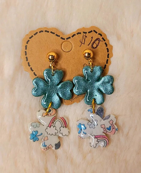 Handmade Gold Clover Earrings