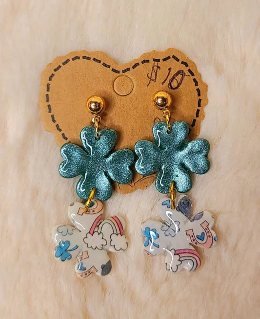 Handmade Gold Clover Earrings