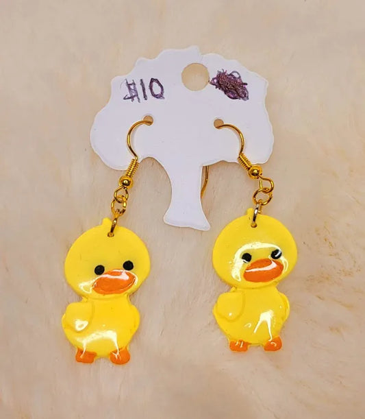 Handmade Yellow Ducks on Gold Hooks