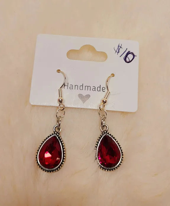 Handmade Red Crystal Earrings