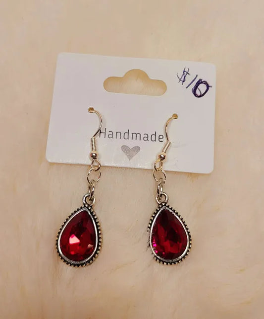 Handmade Red Crystal Earrings